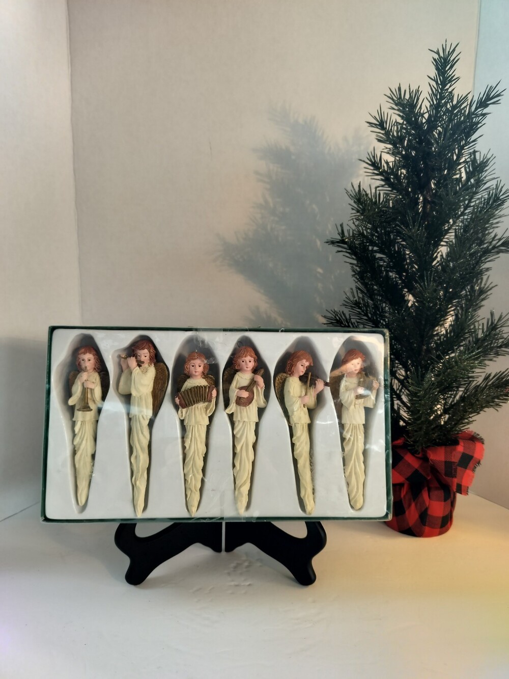 Vintage 1980's Resin, Angel Icicle Ornaments, In Original Box, EUC! Pretty!